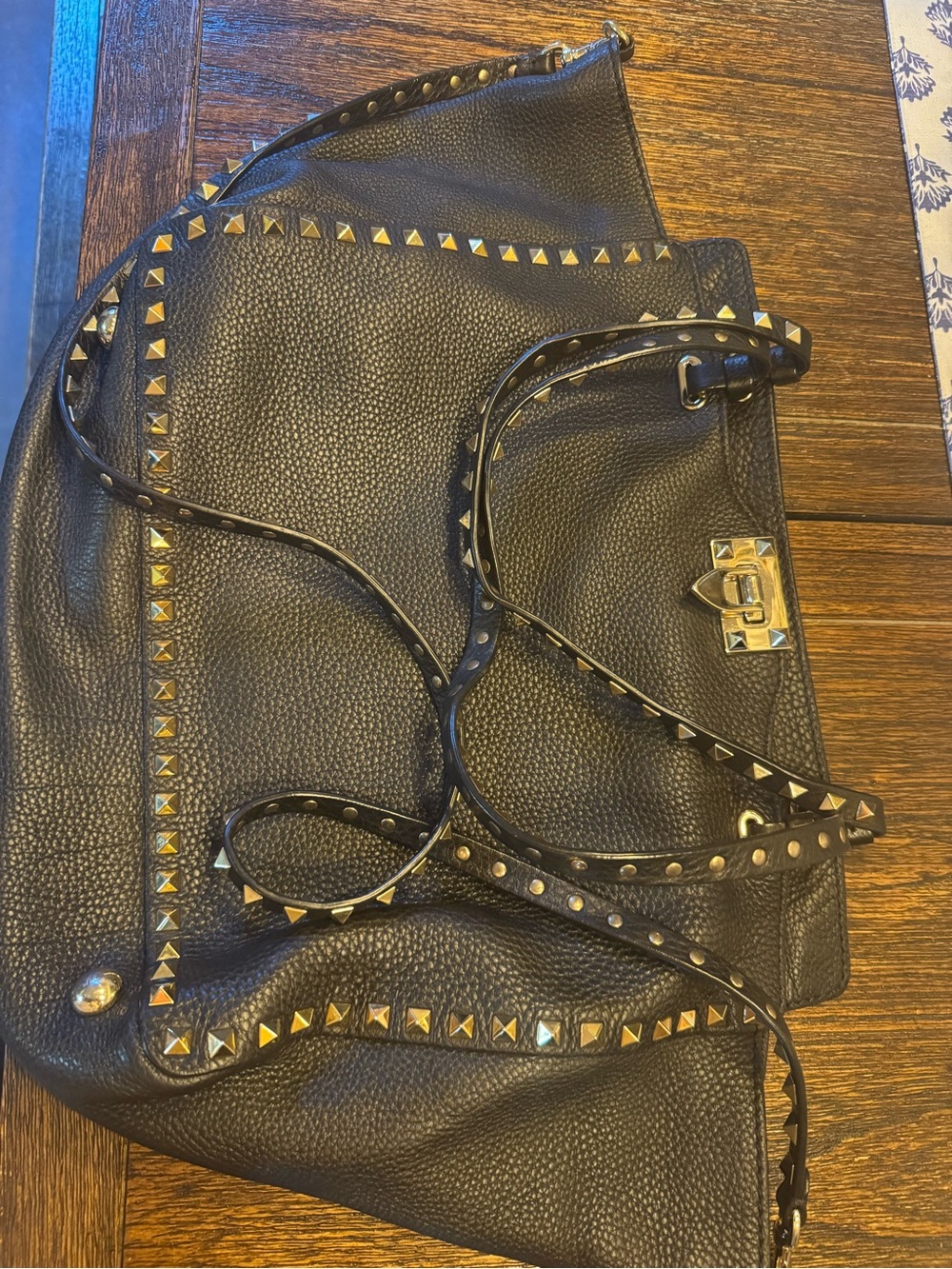 Valentino Black Leather Shoulder Bag with Gold Studs ✨Authentic ✨